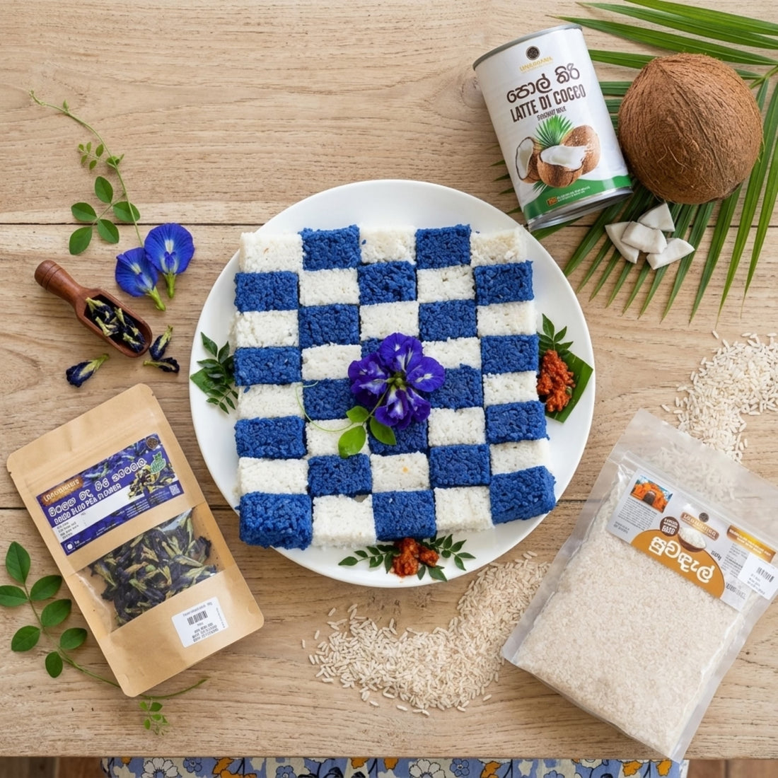 සුවඳැල් නිල් කිරිබත් - Organic Blue pea Milk Rice  - Suwandal Nil kiribath -