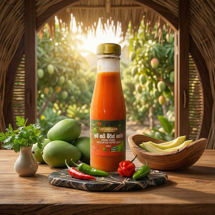 Organic mango capsicum hot pepper sauce - අඹ නයි මිරිස් සෝස්